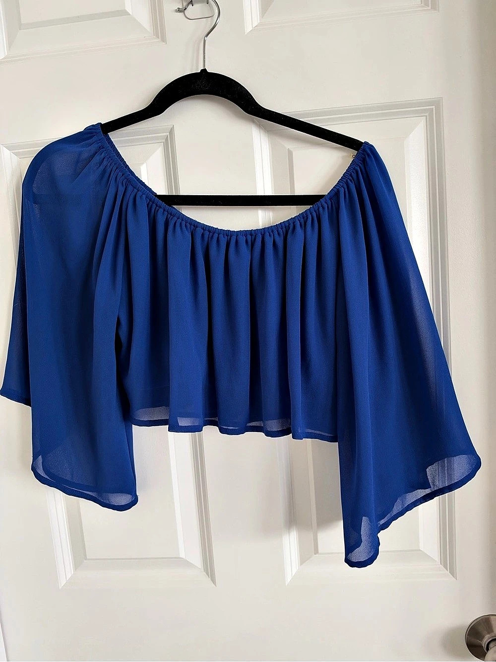 Buffalo David Bitton Blue Off-Shoulder Blouse Size XS Like New